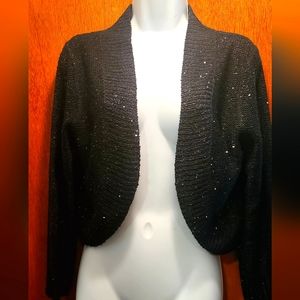 Mark. RARE black sequin knit shrug szL